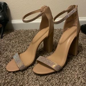 nude sparkly heels